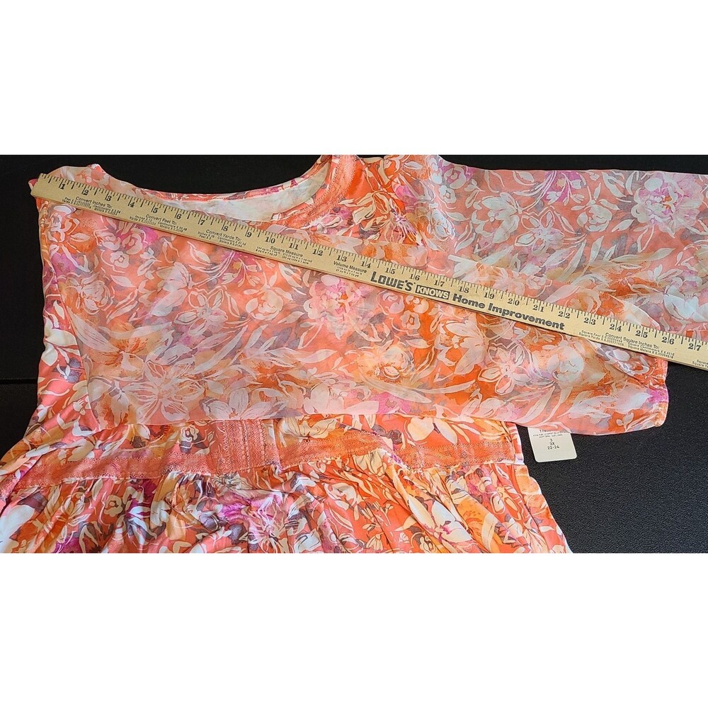 Torrid 3X Babydoll Fabric Mix Floral Super Soft Balloon Chiffon Sleeve Top Boho - Picture 14 of 16